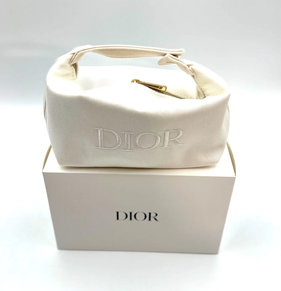 New in Box! Christian Dior  Cosmetic Makeup Bag Pouch With Top Handle ~ White - Image 3 of 4