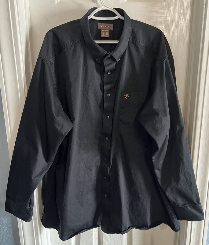 ARIAT Men’s 3XL Blk Button Down Long Sleeve Shirt Pre-Owned Excellent Condition