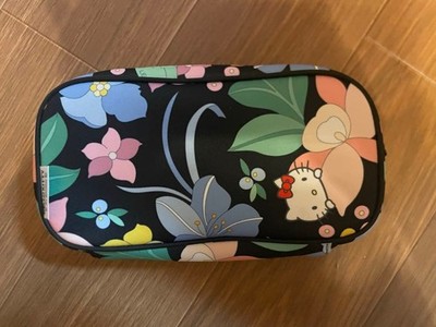 LEONARD Hello Kitty Floral Nylon Tasche Schwarz 12x22x5cm Neu Unbenutzt