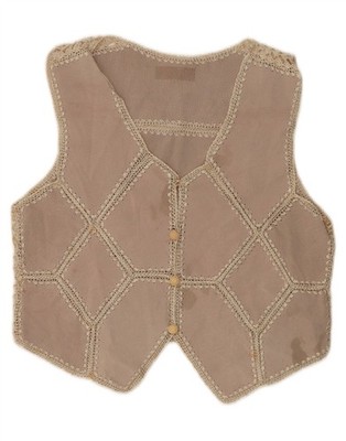 VINTAGE Damen Weste UK 16 Large Beige Patchwork CL11
