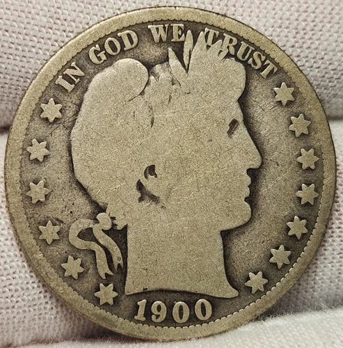 1900 S 50C Barber Silver Half Dollar - AG Good Condition - Barb-00S