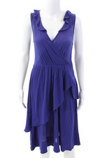 Marc By Marc Jacobs Women's V-Neck Sleeveless Ruffle Mini Dress Blue Size XS