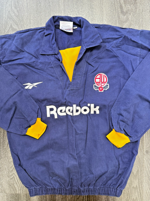 #ad Original Authentic Reebok Bolton Wanderers 1993 1995 Drill Top Jacket Mens Small GBP 160.00