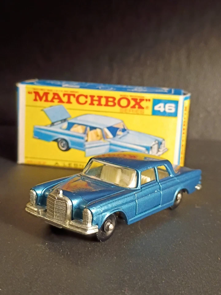 Matchbox #46C Mercedes Benz 300 SE 1968 Blue In Crisp Original F2 Script Box - Image 3 of 4