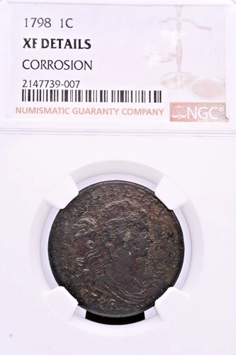 NGC XF!  1798 DRAPED BUST CENT, 2ND HAIR STYLE & REVERSE OF '97