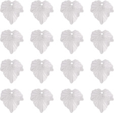 50Pcs Frosted Acrylic Leaf Charms 24X22.5X3Mm Transparent Plant Pendants Clear A