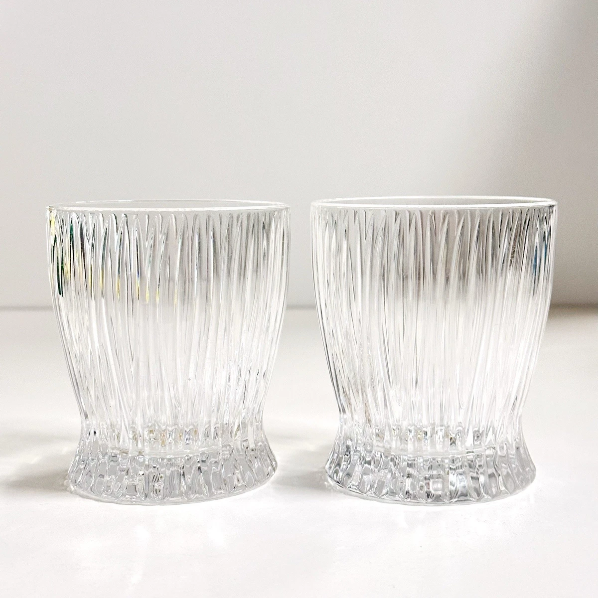 Riedel Crystal Ribbed Tumbler Glasses Pair Clear Fluted Drinking Glasses