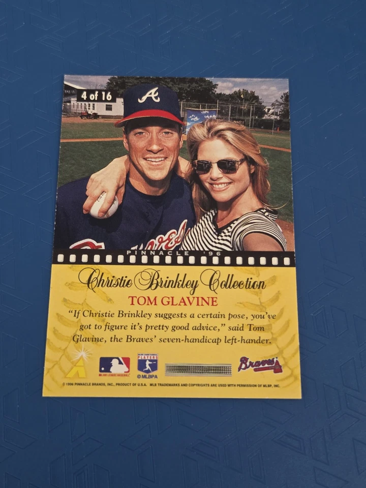 Tarjeta de béisbol 3D 1996 Pinnacle Christie Brinkley Collection #4 Tom Glavine Salón de la fama Foto 2 de 2