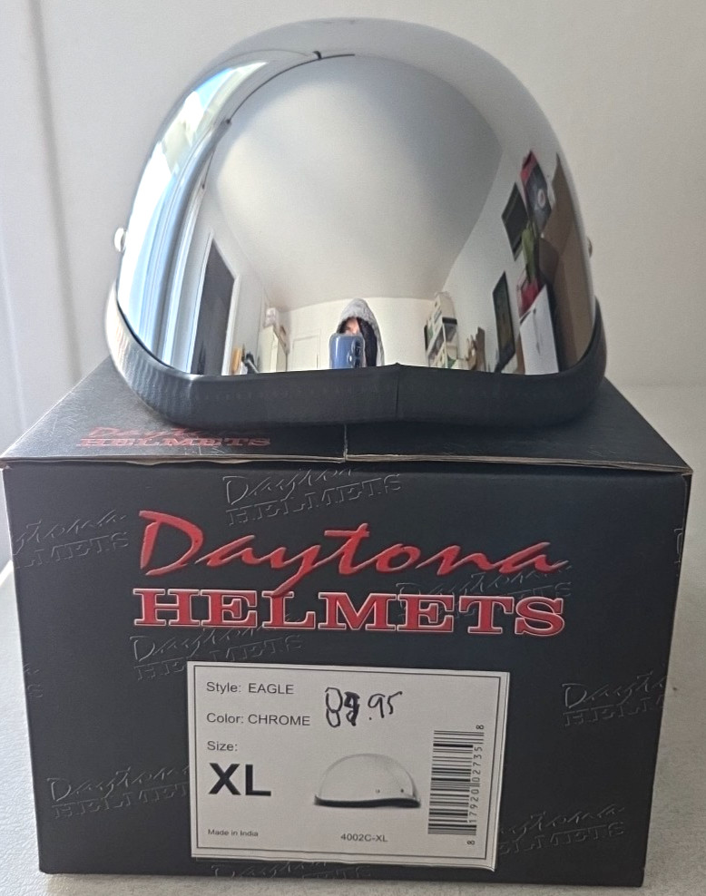 Novelty Skull Cap Eagle- Chrome Motorcycle Helmet Size Xl