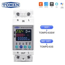 TOMZN 2P 63A 110V 220V Smart Life WIFI Switch kWh Metering Circuit Breaker Timer