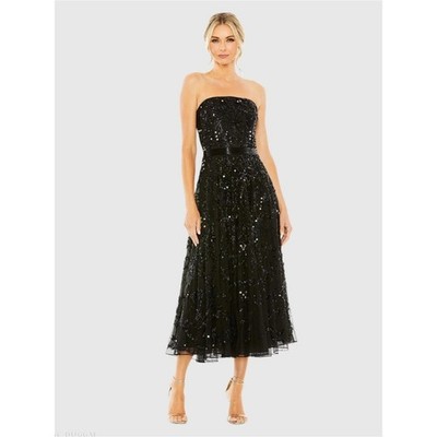 Mac Duggal 93898 Black Strapless Embellished A Line Dress Size 8 NWT