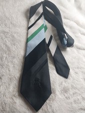 Countess Mara Vintage Tie - Silk - Diagonal Stripe - Black, Blue, Gray, Green