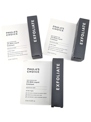 3x Paula's Choice Exfoliate 2% BHA Liquid Exfoliant Salicylic 10ml Each Travel