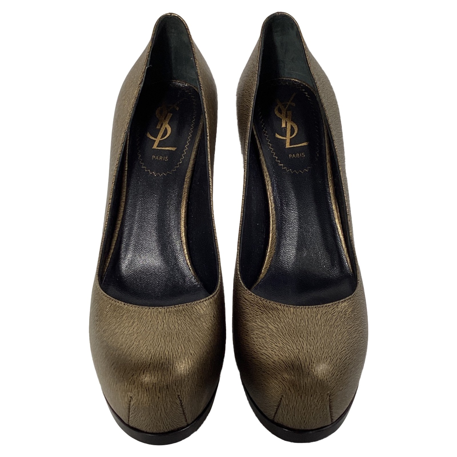 Decolte Yves Saint Laurent Tribtoo platform in pelle donna oro taglia 37