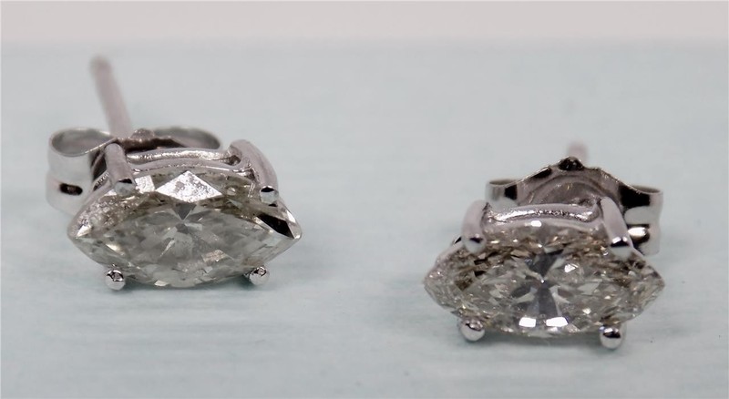 NEW 14K WHITE GOLD 1/2CTW PAIR MARQUISE DIAMOND SOLITAIRE  EARRINGS