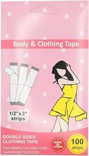 100 Strips Double Sided Tape for Clothes Clear Clothing Bra Dress Fabric Skin Bo