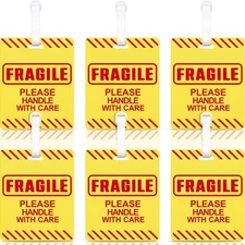 Barydat 6 Pcs Fragile Luggage Tags for Suitcases 5 x 4 Inches Bright Travel B...