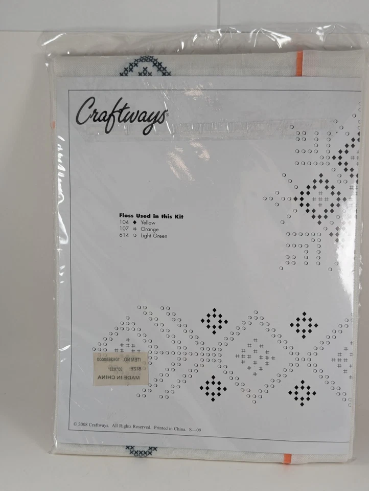 VTG NIP Stamped Cross Stitch Table Topper Kit 33" x 33" Pre finished Edge  - Image 2 of 4