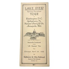 Baltimore & Ohio Railroad 1925 Brochure Lake View HS Spring Tour Chicago to DC