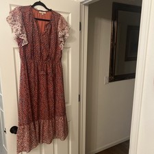 La Serein Dress Floral Coral Purple Large