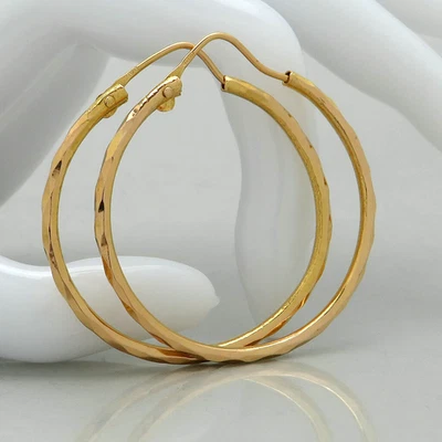 Ohrringe Creolen mit Muster ca. Ø 4,5 cm in 750/18K Gelbgold - Bild 1 von 4