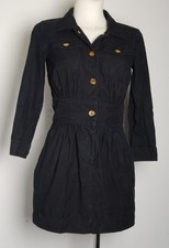 Gucci Women Black Dress 100% Cotton Buttons A-Line Midi Long Sleeve Size IT 38