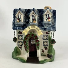 Blue Sky 2009 Misty Rose B&B Bed & Breakfast House Tealight Candle Holder 6.5"