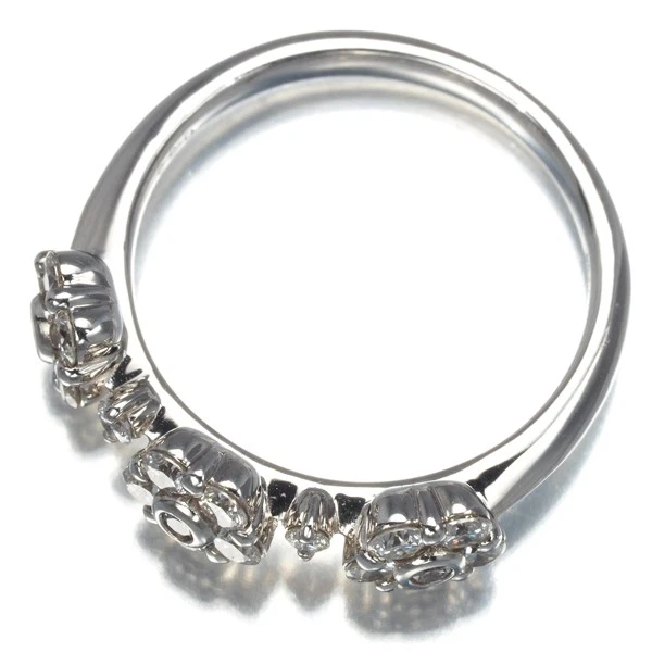 Auth Ponte Vecchio Ring Diamond 0.55ct Flower US5.25-5.5 18K 750 White Gold - Image 3 of 4