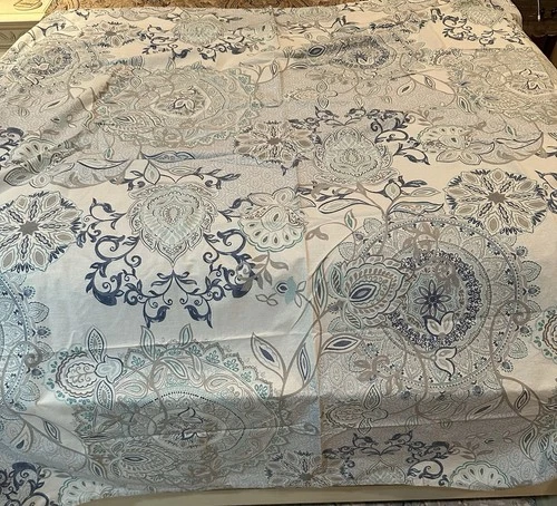 Madison Park 100% Cotton Floral shower curtain  Blue Gray Beige