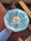 Pretty & Electric Purple Imperial Carnival Glass Scroll Embossed Pattern Plate