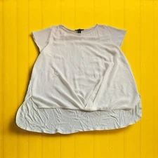 INC INTERNATIONAL CONCEPTS Women's Solid White Twist-Front Short Sleeve Top SZ L