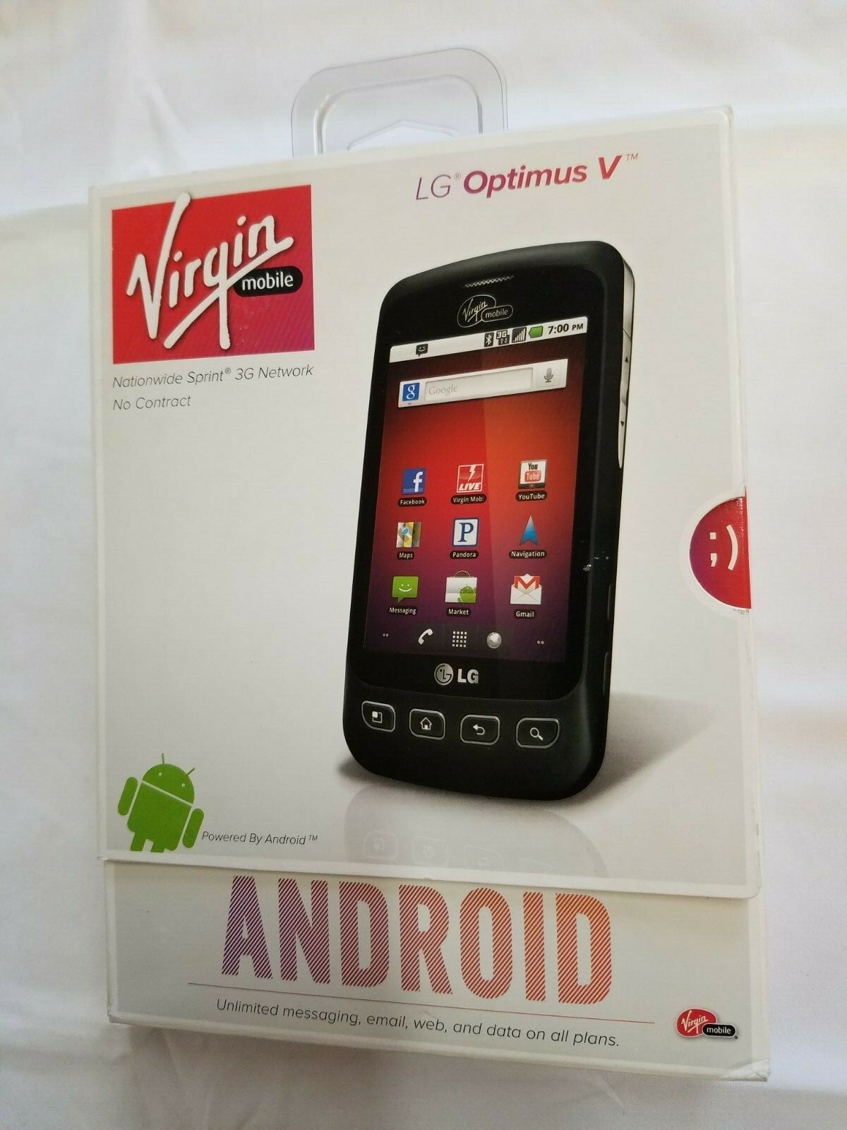 New Virgin Mobile LG Optimus V Prepaid CDMA Android 3G Smartphone Cellphone