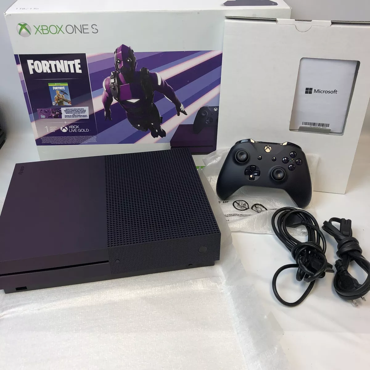 Microsoft Xbox One S 1TB Fortnite Battle Royale Special Edition Bundle  Purple OP 889842438024