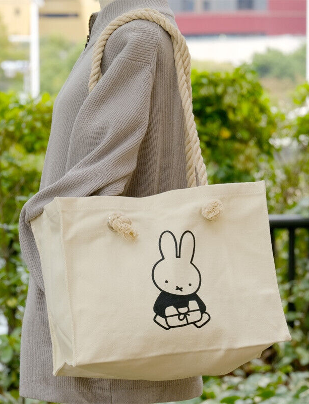 Miffy Shopper Tote Bag White W350 x H270 x D155mm Rope Handle