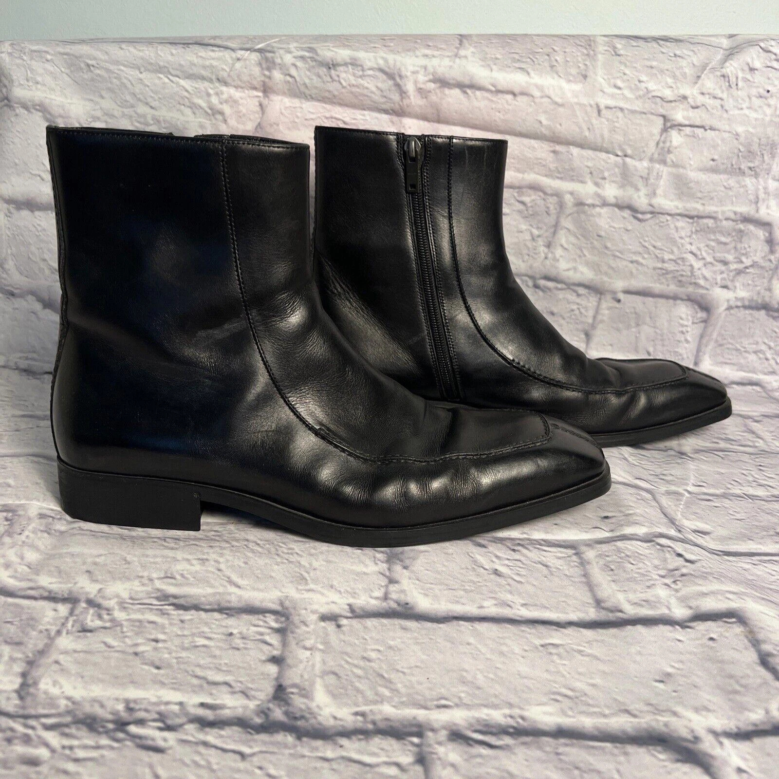 Bottes habillées homme GUCCI en cuir noir zippées sur le côté pointure 11   101771 Classic GUC