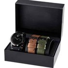 MOVADO BOLD 3601054 BLACK DIAL BLACK/BROWN/GREEN LEATHER STRAP MENS WATCH SET