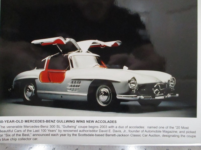 1954 Mercedes-Benz 300SL GULLWING  2003 Press Release Accolades & Photo original