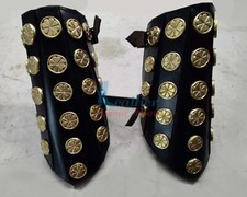 Roman Inspired Leather Bracers  Brass Accents  Medieval  LARP Arm Guards 