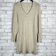MADEWELL NWOT Women's Bubble-Sleeve Heather Fog Sweater-Dress SMALL K5381