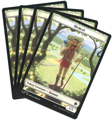 x4 Human / Knight (3/4) Doubled-Sided Token - Foundations - MTG