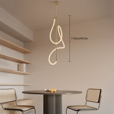 110V Linear Chandelier Gold LED Ceiling Light Hanging Mount Chandelier Indoor US