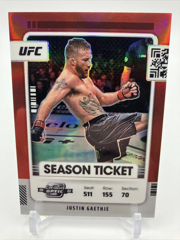 2022 PANINI CHRONICLES UFC JUSTIN GAETHJE OPTIC CONTENDERS RED PRIZM #081/199 - Image 2 of 4