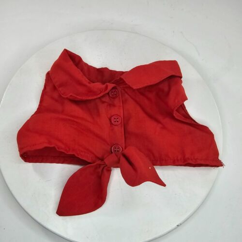 Vintage Build A Bear rotes bauchfreies Oberteil Hemd zum Binden Kragen