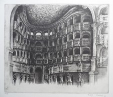 Rolf ESCHER: Orig. Radierung „Italienisches Theater“, 1984, handsigniert GROß!