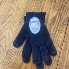 Women  s Advanced Gear Gloves Knitted Warm Fingered Cotton Polyester Blend Blue