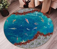 3D Goldfish Pond O2340 Game Rug Mat Round Elegant Photo Carpet Mat Eve 2023