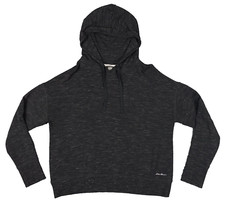 Eddie Bauer Fleece Hoodie Womens M Jacket Pullover Dark Heather Gray Thumb Holes