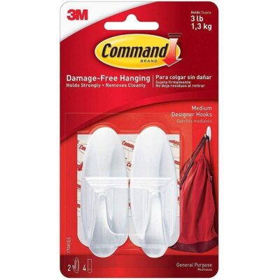 3M Command Strips Designer Medium Hooks (17081)