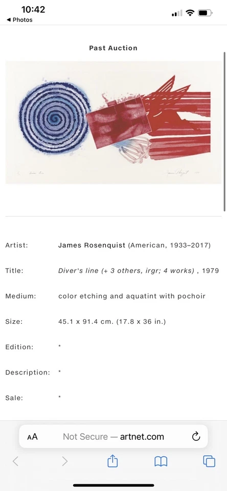 Diver's Line (Estado 2), Edição Limitada Gravura e Tinta-Aquatina, James Rosenquist - Imagem 4 de 4