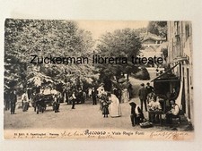 Antique postcard RECOARO VIALE REGIE FONTI Beautiful Animated Horses Carriage